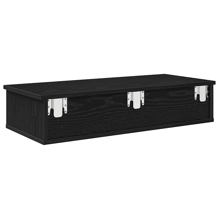 Raft de perete cu sertare negru 80x31x17 cm lemn prelucrat - WALTI WALTI
