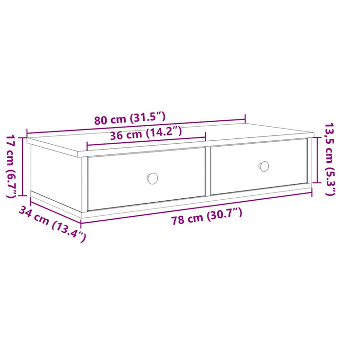 Raft de perete cu sertare negru 80x31x17 cm lemn prelucrat - WALTI WALTI