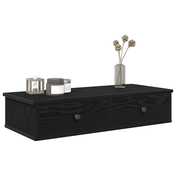 Raft de perete cu sertare negru 80x31x17 cm lemn prelucrat - WALTI WALTI