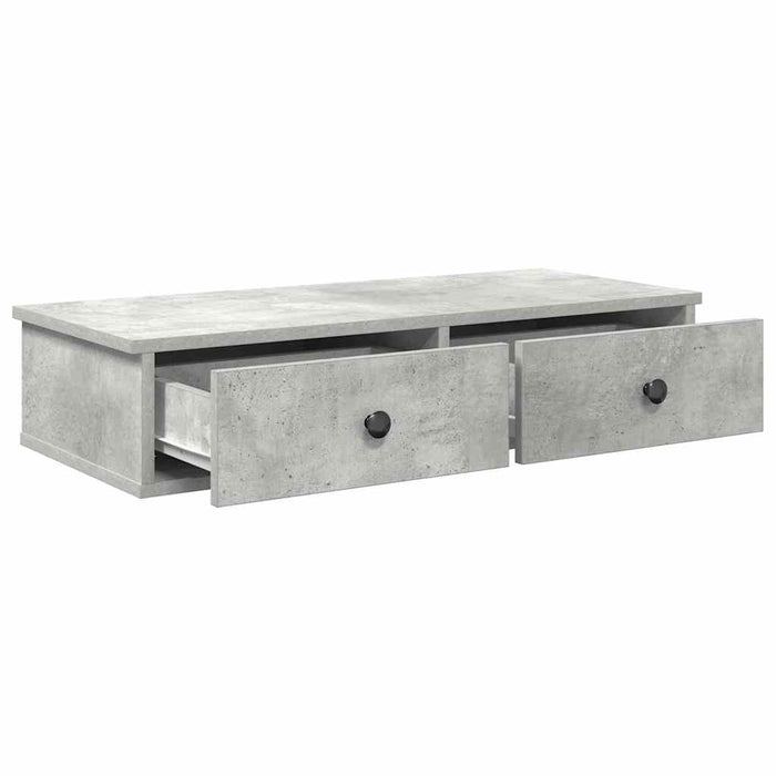 Raft de perete cu sertare Gri beton 80x31x17 cm Lemn prelucrat - WALTI WALTI