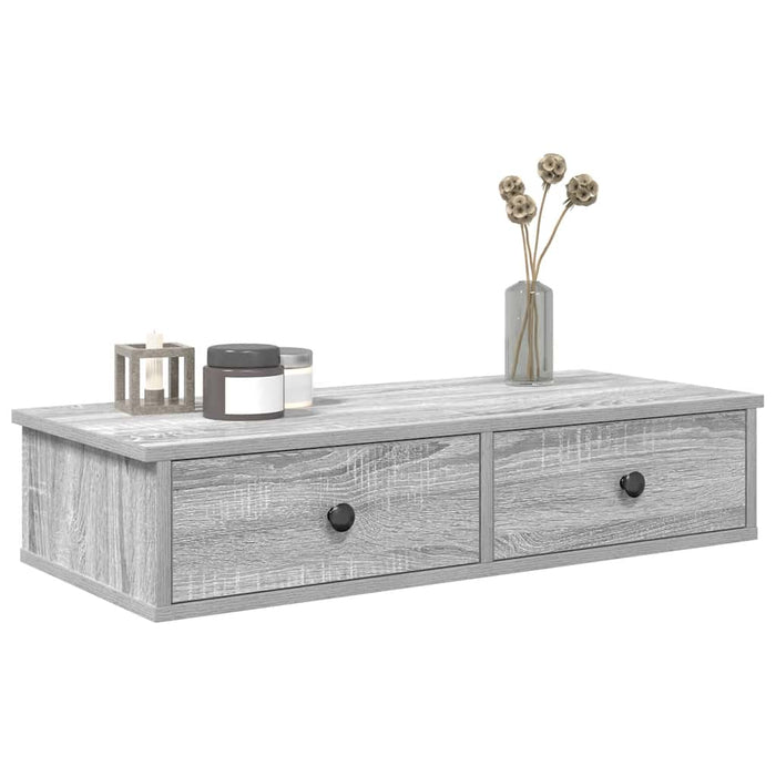 Raft de perete cu sertare Gri Sonoma 80x31x17 cm Lemn prelucrat - WALTI WALTI