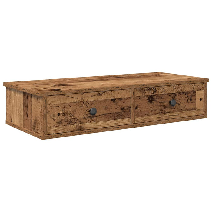 Raft de perete cu sertare Lemn vechi 80x31x17 cm Lemn prelucrat - WALTI WALTI