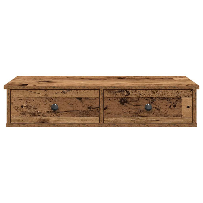 Raft de perete cu sertare Lemn vechi 80x31x17 cm Lemn prelucrat - WALTI WALTI