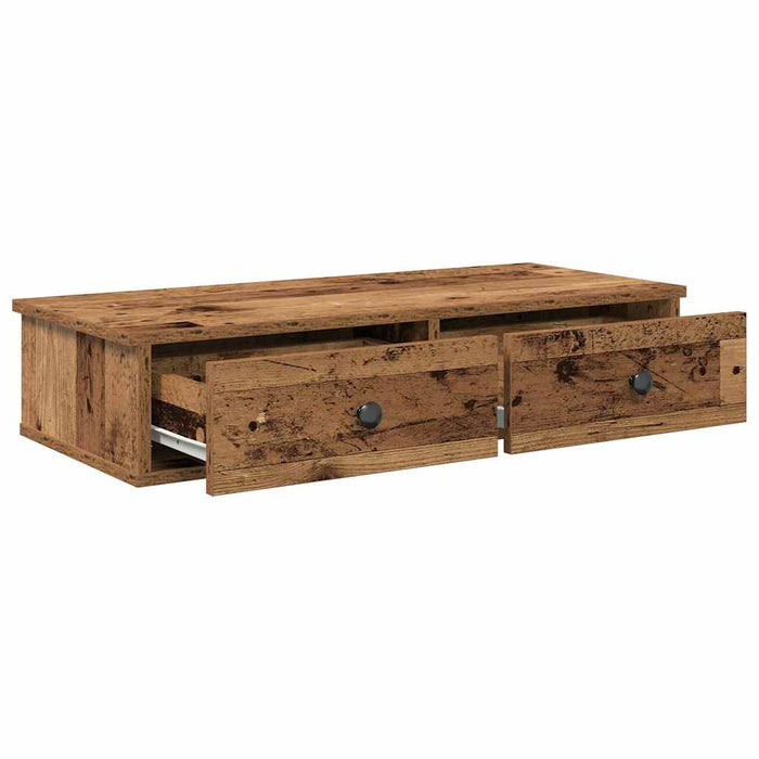 Raft de perete cu sertare Lemn vechi 80x31x17 cm Lemn prelucrat - WALTI WALTI