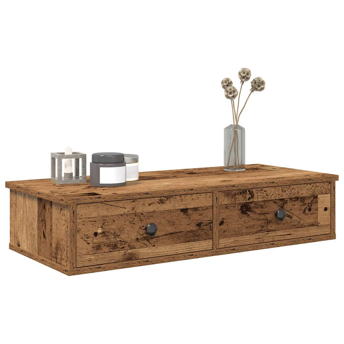 Raft de perete cu sertare Lemn vechi 80x31x17 cm Lemn prelucrat - WALTI WALTI