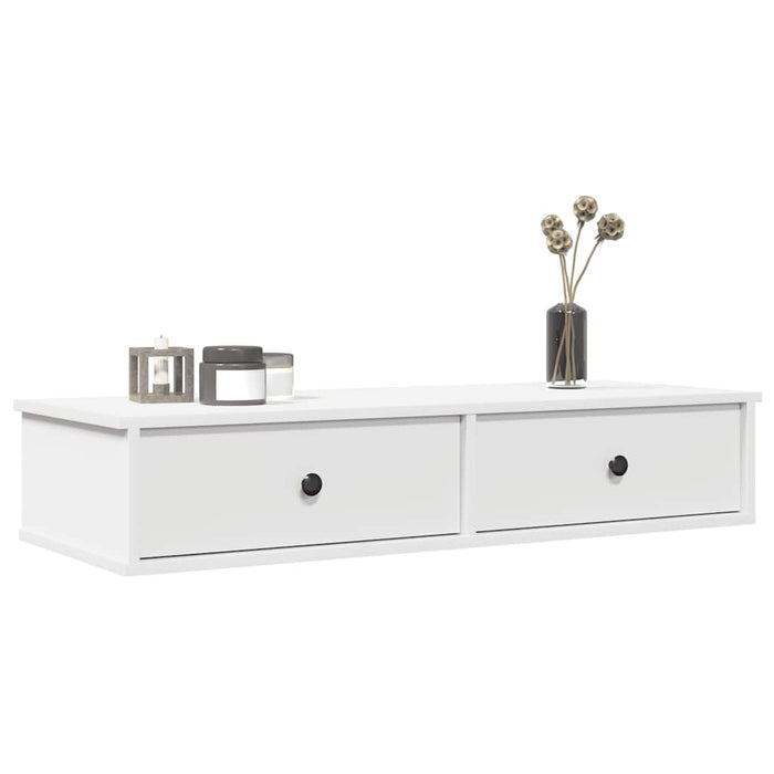 Raft de perete cu sertare, alb, 100x37,5x19 cm, lemn prelucrat - WALTI WALTI