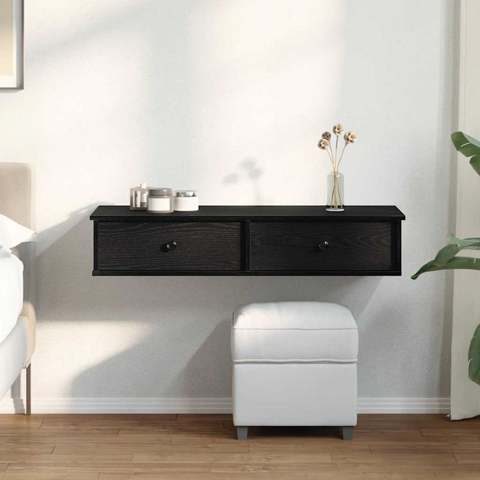 Raft de perete cu sertare negru 100x37,5x19 cm lemn prelucrat - WALTI WALTI