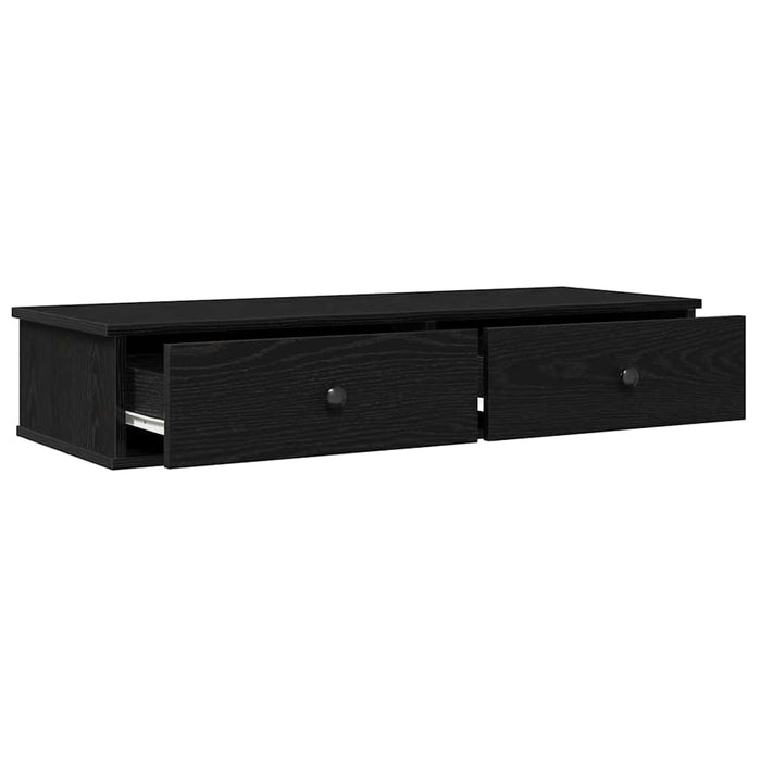 Raft de perete cu sertare negru 100x37,5x19 cm lemn prelucrat - WALTI WALTI