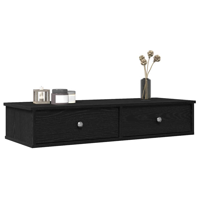 Raft de perete cu sertare negru 100x37,5x19 cm lemn prelucrat - WALTI WALTI