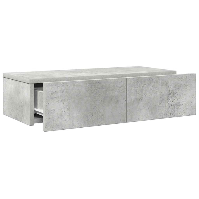 Raft de perete cu sertare Gri beton 60x26,5x15cm Lemn prelucrat - WALTI WALTI