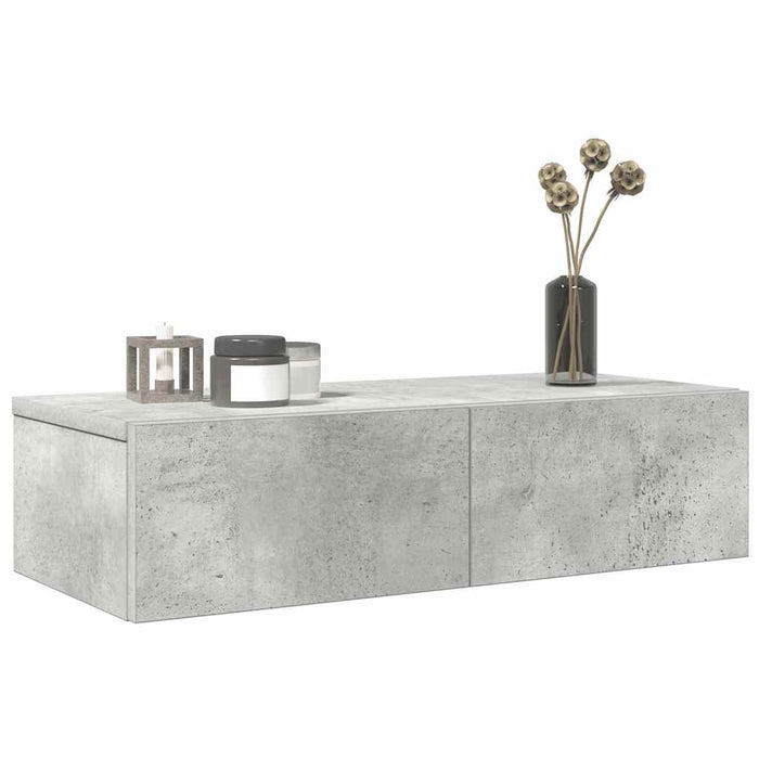 Raft de perete cu sertare Gri beton 60x26,5x15cm Lemn prelucrat - WALTI WALTI