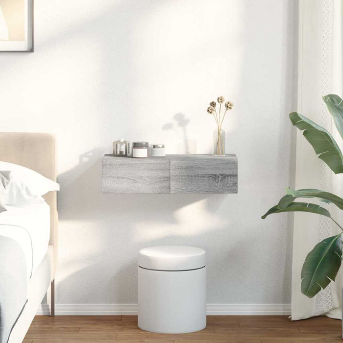 Raft perete cu sertare Gri Sonoma 60x26,5x15cm Lemn prelucrat - WALTI WALTI