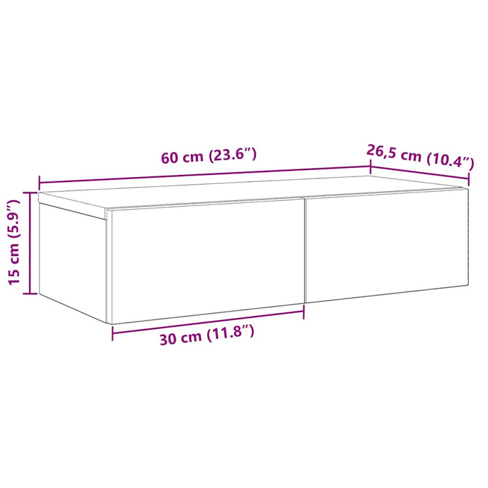 Raft perete cu sertare Gri Sonoma 60x26,5x15cm Lemn prelucrat - WALTI WALTI