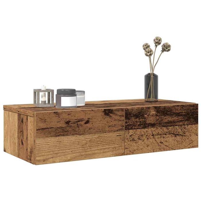 Raft perete cu sertare Lemn vechi 60x26,5x15 cm Lemn prelucrat - WALTI WALTI