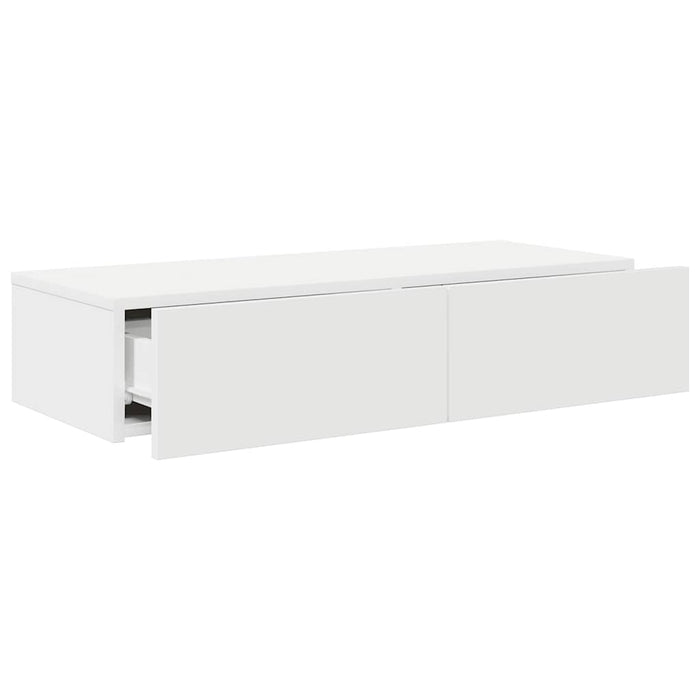 Raft de perete cu sertare, alb, 80x33x17 cm, lemn prelucrat - WALTI WALTI