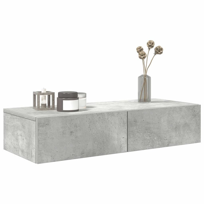 Raft de perete cu sertare Gri beton 80x33x17 cm Lemn prelucrat - WALTI WALTI