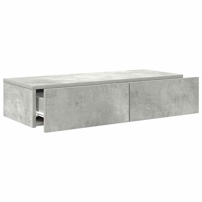 Raft de perete cu sertare Gri beton 80x33x17 cm Lemn prelucrat - WALTI WALTI