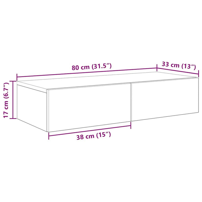 Raft de perete cu sertare Gri beton 80x33x17 cm Lemn prelucrat - WALTI WALTI
