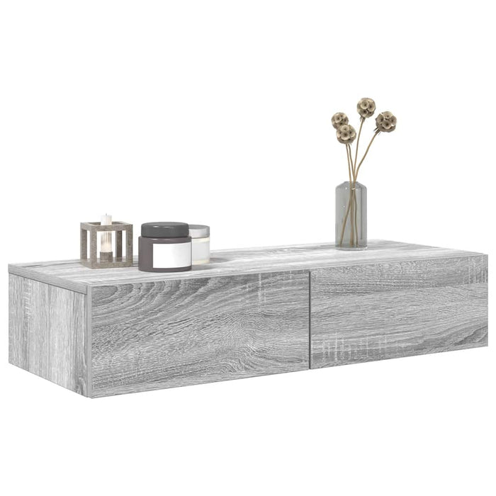 Raft de perete cu sertare Gri Sonoma 80x31x17 cm Lemn prelucrat - WALTI WALTI