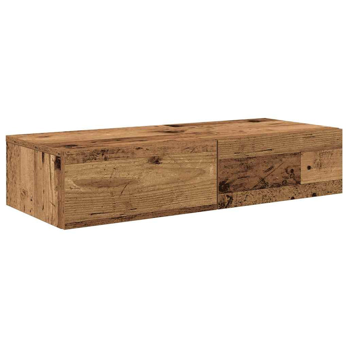 Raft de perete cu sertare Lemn vechi 80x33x17 cm Lemn prelucrat - WALTI WALTI