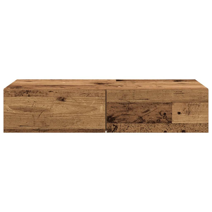 Raft de perete cu sertare Lemn vechi 80x33x17 cm Lemn prelucrat - WALTI WALTI