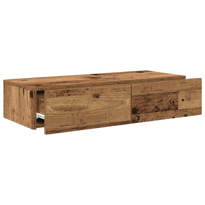 Raft de perete cu sertare Lemn vechi 80x33x17 cm Lemn prelucrat - WALTI WALTI
