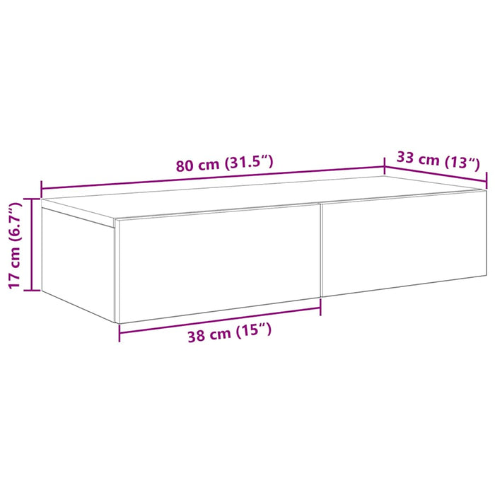 Raft de perete cu sertare Lemn vechi 80x33x17 cm Lemn prelucrat - WALTI WALTI