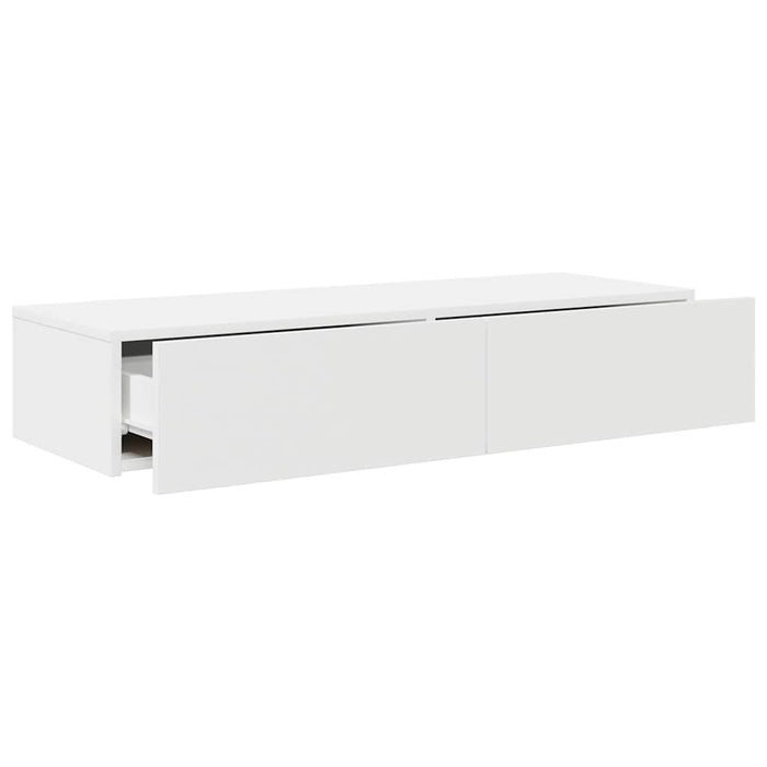Raft de perete cu sertare, alb, 100x36x19 cm, lemn prelucrat - WALTI WALTI