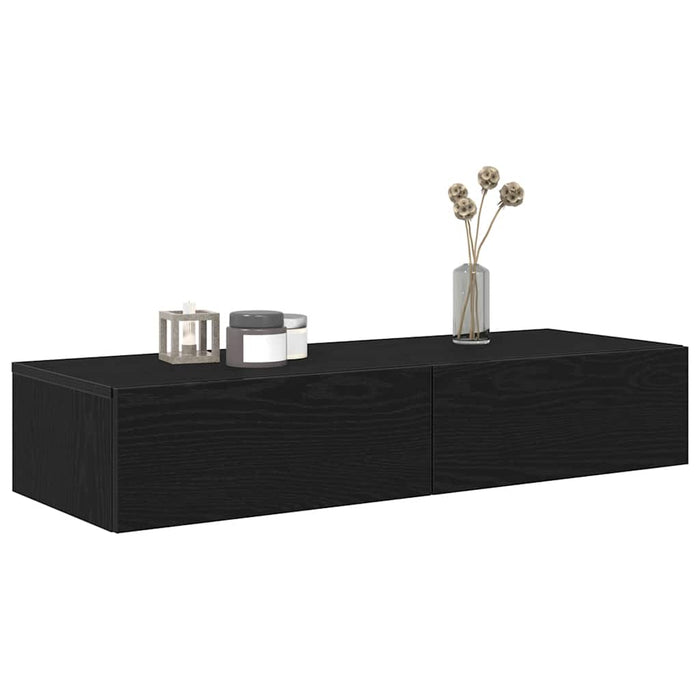 Raft de perete cu sertare negru 100x36x19 cm lemn prelucrat - WALTI WALTI