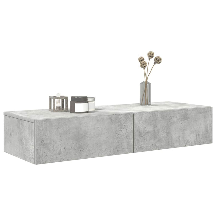 Raft de perete cu sertare Gri beton 100x36x19 cm Lemn prelucrat - WALTI WALTI