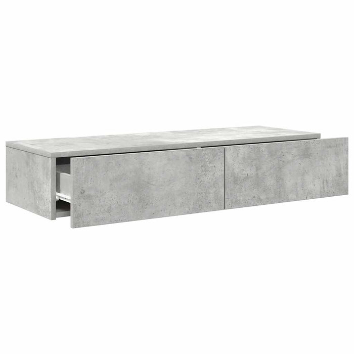 Raft de perete cu sertare Gri beton 100x36x19 cm Lemn prelucrat - WALTI WALTI