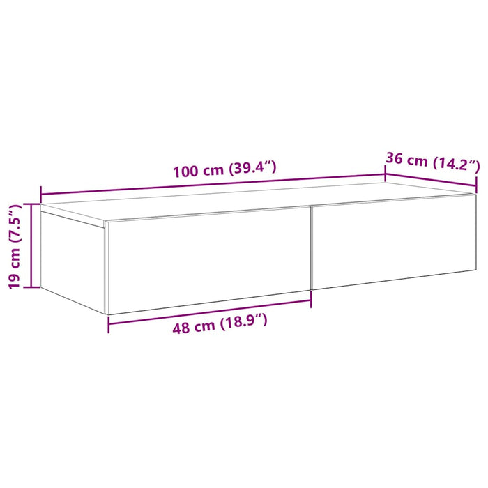 Raft de perete cu sertare Lemn vechi 100x36x19cm Lemn prelucrat - WALTI WALTI