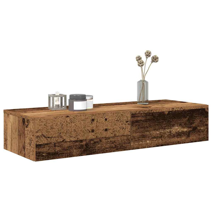 Raft de perete cu sertare Lemn vechi 100x36x19cm Lemn prelucrat - WALTI WALTI