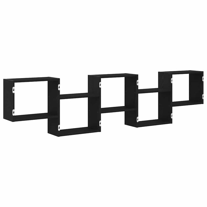 Raft cubic de perete cu 5 compartimente negru lemn prelucrat - WALTI WALTI