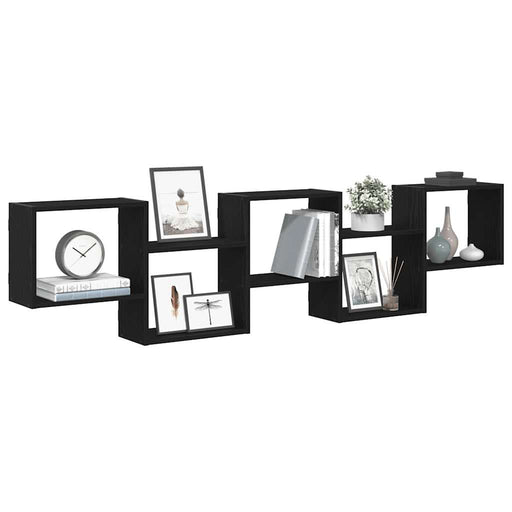 Raft cubic de perete cu 5 compartimente negru lemn prelucrat - WALTI WALTI