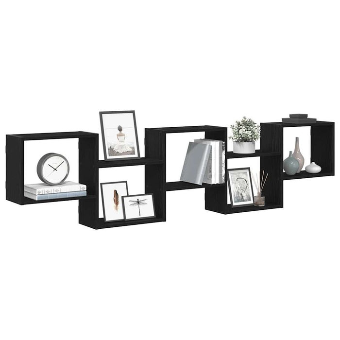 Raft cubic de perete cu 5 compartimente negru lemn prelucrat - WALTI WALTI