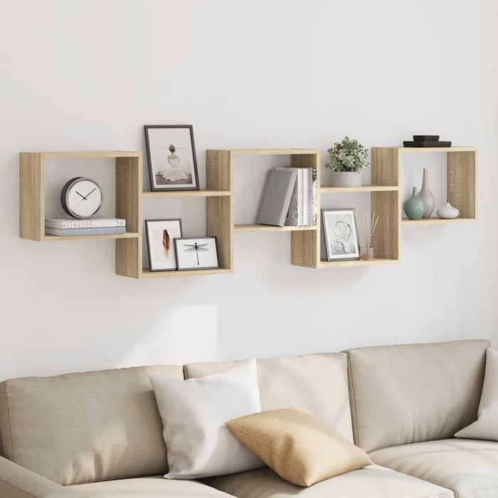Raft cubic perete 5 compartimente stejar sonoma lemn prelucrat - WALTI WALTI