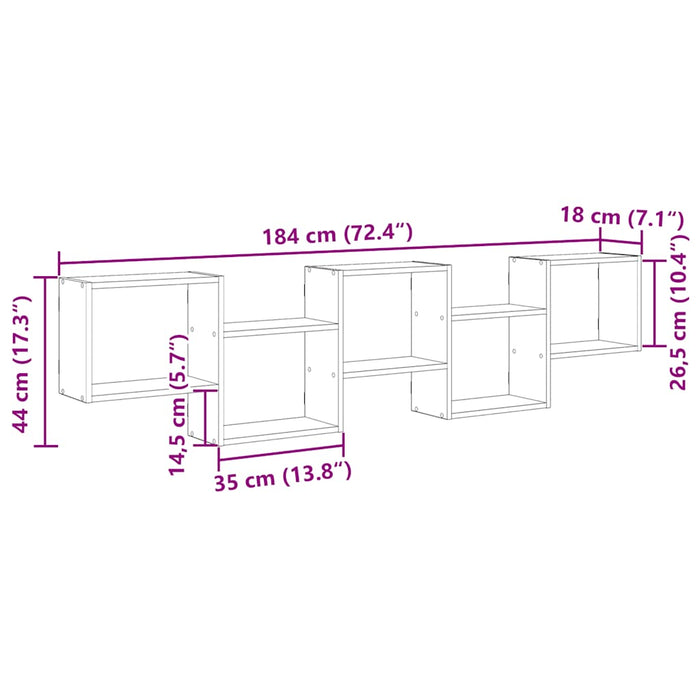 Raft cubic perete 5 compartimente stejar sonoma lemn prelucrat - WALTI WALTI