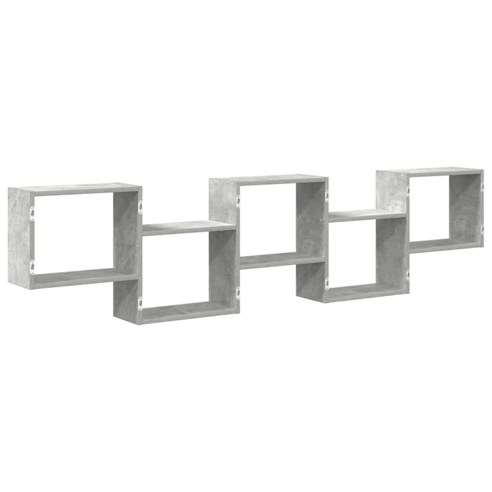 Raft cubic perete cu 5 compartimente gri beton lemn prelucrat - WALTI WALTI