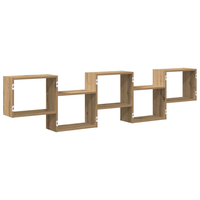 Raft cubic de perete cu 5 compartimente stejar artizanal lemn - WALTI WALTI