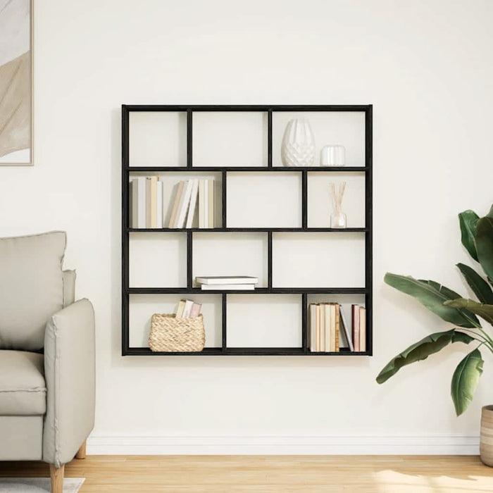 Raft cubic de perete cu 12 compartimente negru lemn prelucrat - WALTI WALTI