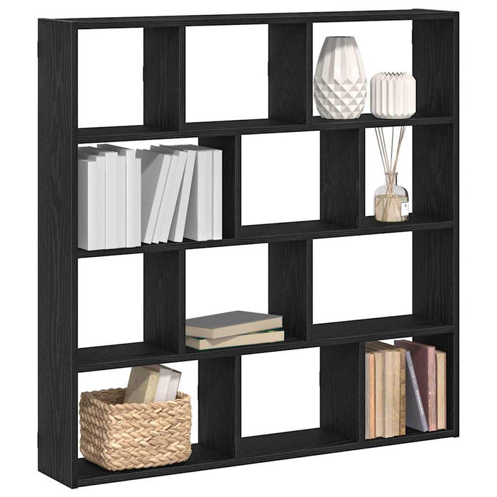 Raft cubic de perete cu 12 compartimente negru lemn prelucrat - WALTI WALTI