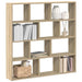Raft cubic perete 12 compartimente stejar sonoma lemn prelucrat - WALTI WALTI