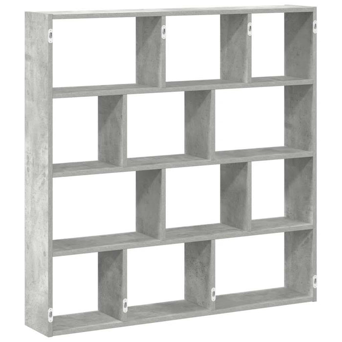Raft cubic perete cu 12 compartimente gri beton lemn prelucrat - WALTI WALTI