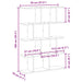 Raft cubic de perete cu 12 compartimente negru lemn prelucrat - WALTI WALTI