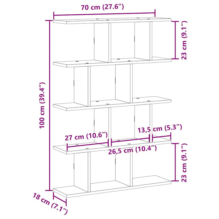 Raft cubic perete cu 12 compartimente sonoma gri lemn prelucrat - WALTI WALTI