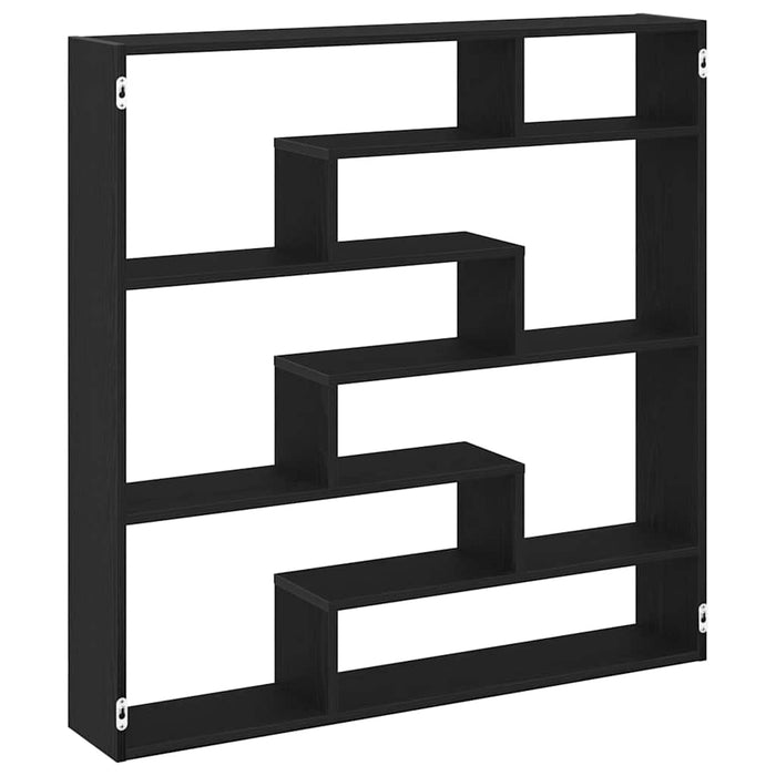Raft cubic de perete cu 7 compartimente negru lemn prelucrat - WALTI WALTI