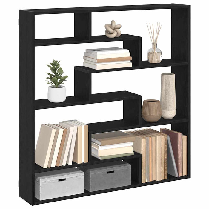 Raft cubic de perete cu 7 compartimente negru lemn prelucrat - WALTI WALTI