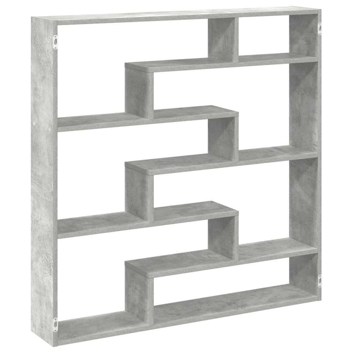 Raft cubic perete cu 7 compartimente gri beton lemn prelucrat - WALTI WALTI
