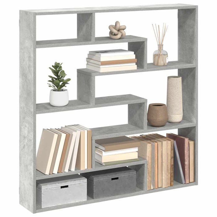 Raft cubic perete cu 7 compartimente gri beton lemn prelucrat - WALTI WALTI